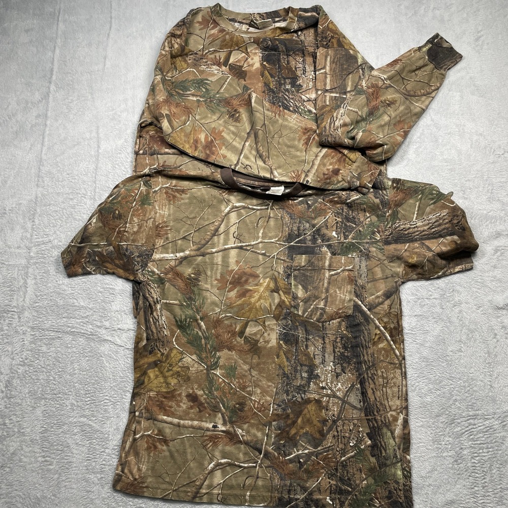 Set Of  2 Ranger T-Shirt Mens XL Brown Realtree Camo Long/Short Sleeve Pocket